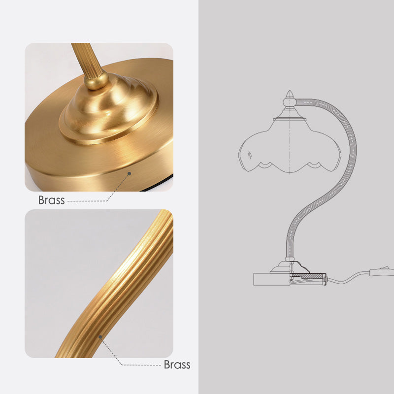 American Pure Copper Petal-Shaped Table Lamp