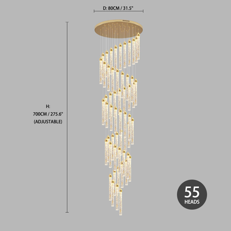 Fine Cylinder Style Crystal Staircase Chandelier