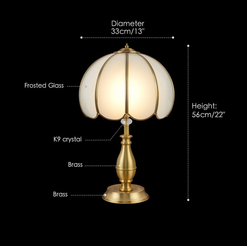 American Pure Copper Frosted Glass Table Lamp