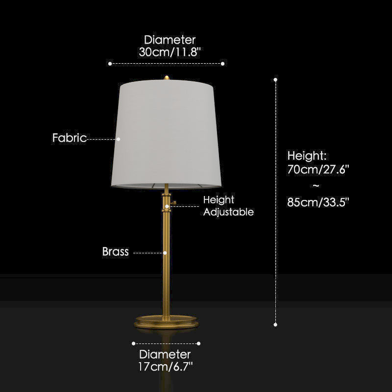 American Style Pure Copper Adjustable Table Lamp