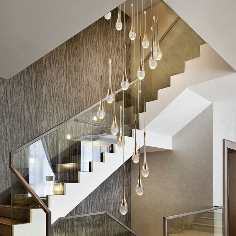 Teardrop Staircase Crystal Chandelier