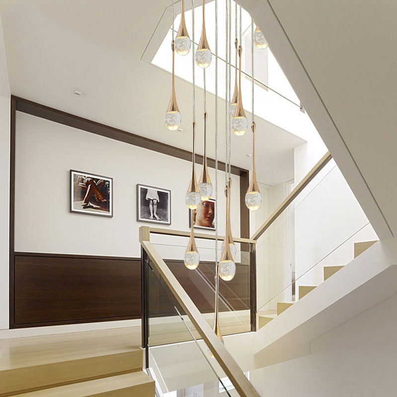 Teardrop Staircase Crystal Chandelier
