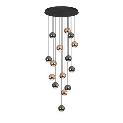 Modern Spherical Mixed Color Crystal Chandelier