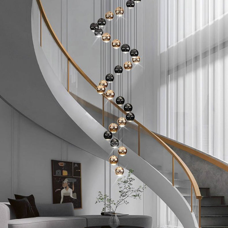 Modern Spherical Mixed Color Crystal Chandelier