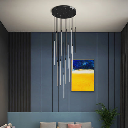 Slim cylindrical side-illuminated chandelier