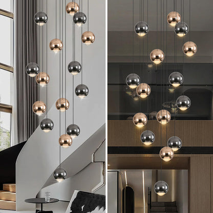 Modern Spherical Mixed Color Crystal Chandelier