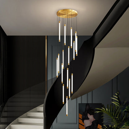 Pure Copper Cylinder Staircase chandelier