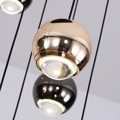 Modern Spherical Mixed Color Crystal Chandelier