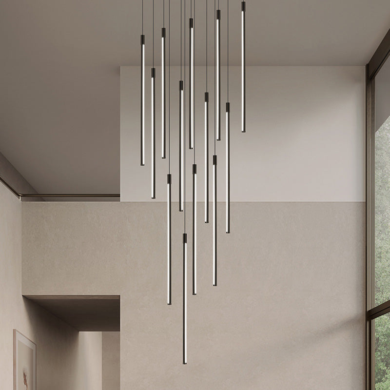 Slim cylindrical side-illuminated chandelier