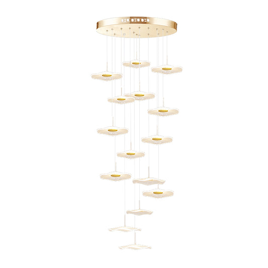 Lotus Leaf Style Staircase Long Chandelier