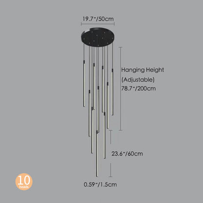 Slim cylindrical side-illuminated chandelier