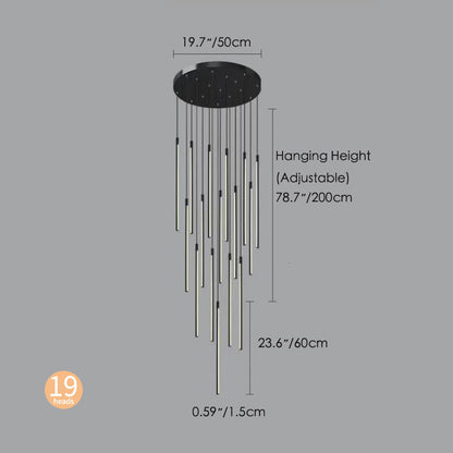 Slim cylindrical side-illuminated chandelier